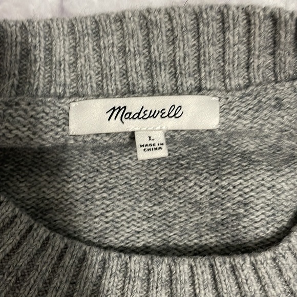 Gray Leopard Sleeve Madewell Tensley Sweater, size L - Picture 2 of 5